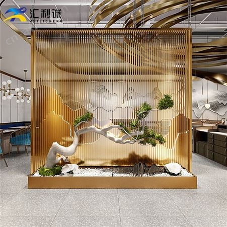 江门山峦屏风定制 别墅酒店庭院假山不锈钢屏风定制