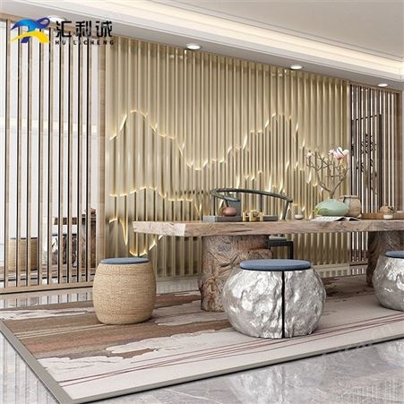 黑钛金餐台餐厅不锈钢屏风隔断 商业酒店金属屏风定制