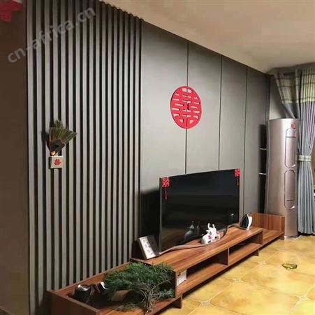 科技木皮包覆实木格栅板 流行轻奢简约背景墙装饰凹凸长城板 