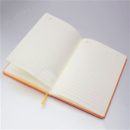 皮面商务笔记本定做 橙色压印平装本皮筋本 上海记事本定制