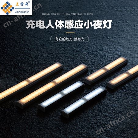 盖香云人体感应小夜灯USB充电LED人体感应橱柜灯雾银色外壳CB-600