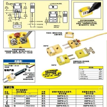 SMPW-J-F热电偶连接器 Omega/欧米伽