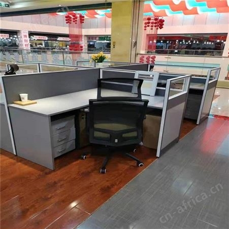 磨砂玻璃条屏风隔断组合 办公屏风 电脑桌办公桌组合 旭峰家具