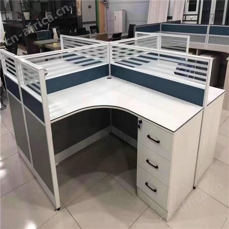 磨砂玻璃条屏风隔断组合 办公屏风 电脑桌办公桌组合 旭峰家具