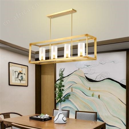新中式餐厅吊灯_书房茶室吧台吊灯_双庆布艺全铜灯具