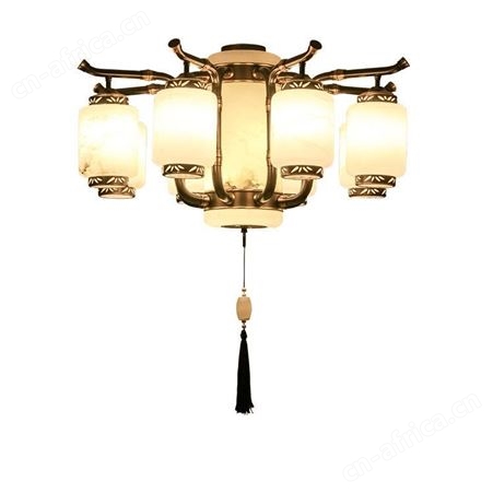 黑擦金新中式全铜云石灯中国风客厅餐厅老人卧室书房茶室别墅灯具定制