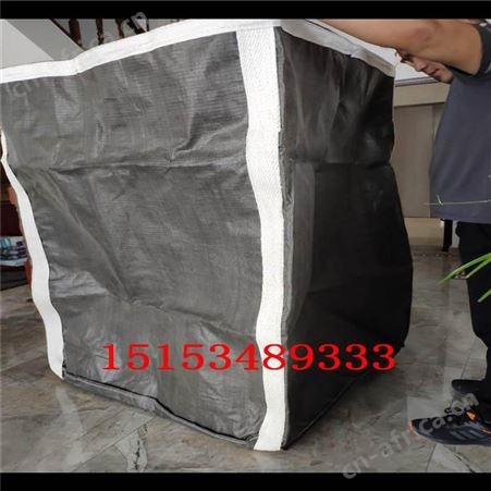方形黑色PP回料吨袋十字交叉桥梁预压垃圾沙子运输用集装袋可定制