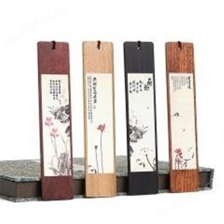 红素中国风古典红木套装 荷花绘画 黑檀木商务书签套装 100套起订不单独零售