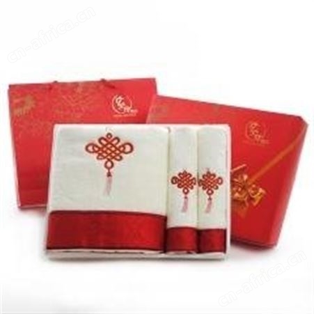 红素中国结纯棉毛巾套装 喜事毛巾 婚庆毛巾礼盒套装 300件起订不单独零售