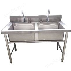 不锈钢水池 商用饭店双眼洗碗洗菜盆单位幼儿园 带支架双槽洗手池