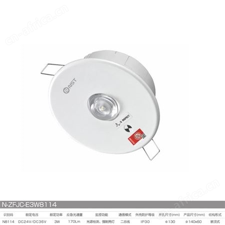 拿斯特DC36V智能A型应急照明疏散指示系统透镜式天花灯N-ZFJC-E3W8114