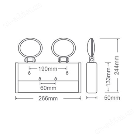 智能led灯具照明厂家敏华劳士灰色椭圆纳米板平镜AC220V自电双头应急灯M-ZFZD-E5W1173
