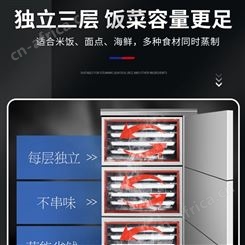 商用海鲜蒸箱 酒店三门电蒸炉 大型燃气蒸车食堂炖汤蒸饭柜