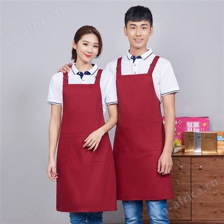 酒店餐饮服务员围裙纯棉工作服女时尚男防水防油围腰定制LOGO印字