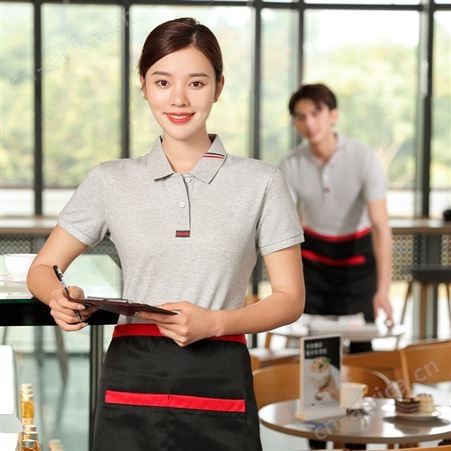 网红餐厅工作服t恤夏季有领短袖透气薄款奶茶甜品烘焙冰吧服务员