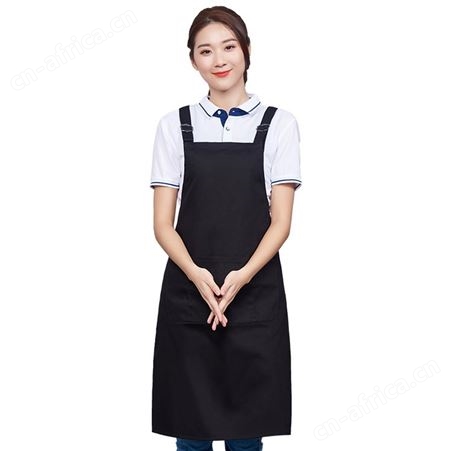 酒店餐饮服务员围裙纯棉工作服女时尚男防水防油围腰定制LOGO印字