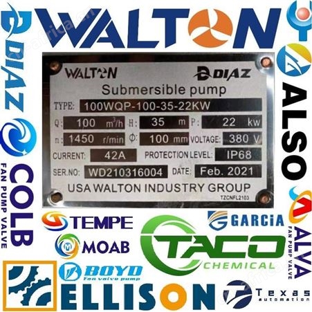 进口立式化工泵，进口防爆衬氟管道化工泵：美国walton沃尔顿