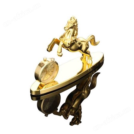 汽车钟表香水座 锌合金马汽车摆件定制 车载车内饰品摆件 金属车载摆件