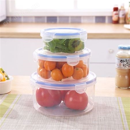 己米定制塑料密封保鲜盒圆形礼品饭扣盒 微波炉pp塑料盒 乐扣饭盒 保鲜碗加印logo