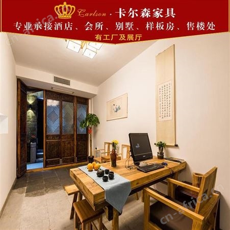 苏州卡尔森家具新中式生产厂家 专业定家用酒店民宿新中式实木床全套家具定制