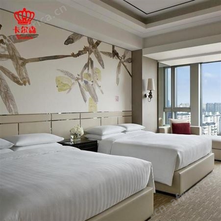 卡尔森苏州家具厂样板房商务酒店现代简约客房实木双人床宾馆标间全套工程家具定制批发