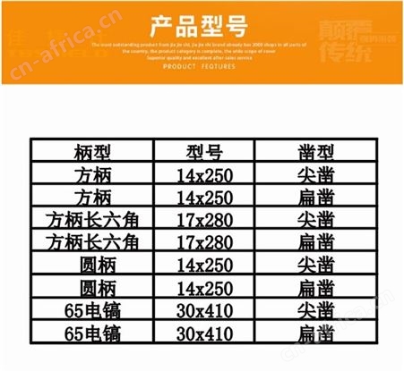 金指数佳捷仕云南镐钎-方柄（扁凿）（尖凿）
