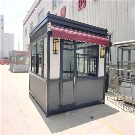 金属雕花板岗亭保安亭 户外停车场收费亭 小区门卫治安值班室 可移动钢结构幼儿园保安亭 西安同创岗亭厂家
