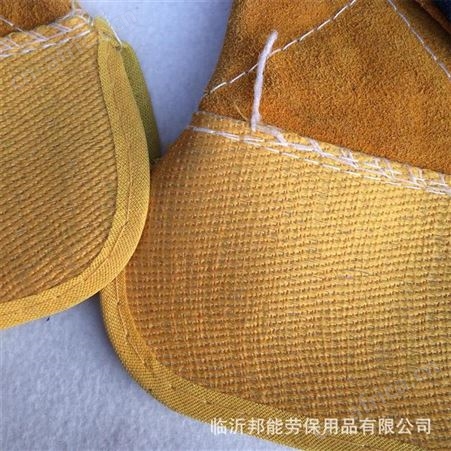 牛皮电焊手套加托翻毛耐磨二层牛皮手套帆布工业劳保防护焊工手套