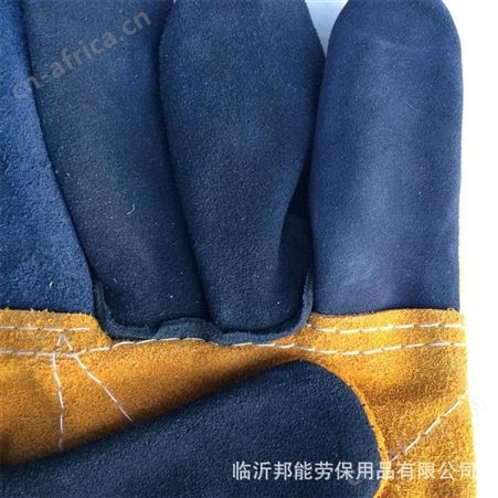 牛皮电焊手套加托翻毛耐磨二层牛皮手套帆布工业劳保防护焊工手套