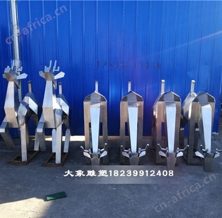 不锈钢几何小鹿造型景观定做镂空动物雕塑设计耐腐蚀