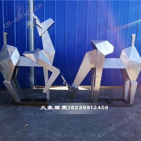 不锈钢几何小鹿造型景观定做镂空动物雕塑设计耐腐蚀