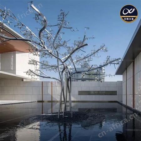 镜面不锈钢雕塑定做石头景观树造型设计制作高强度
