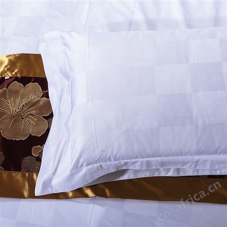 五星酒店全棉60支贡缎四件套宾馆布草床上用品 被套 床单 套件