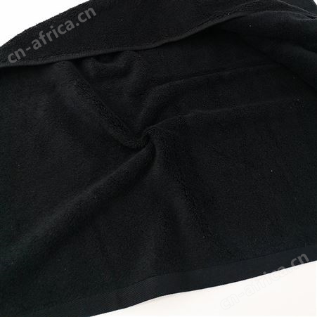 外贸尾单跨境纯棉16支70x140cm绣花600克黑色大浴巾
