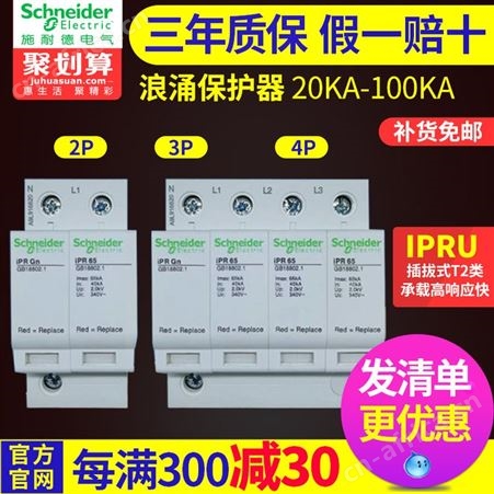 施耐德浪涌保护器4p家用1P+N防雷器2p电涌避雷器220V二级防雷380V