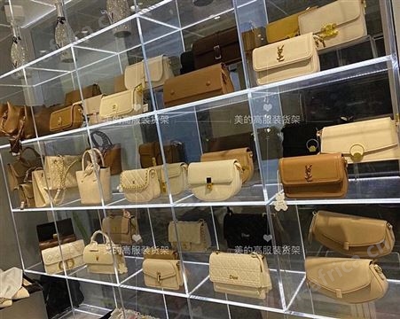 服装店亚克力展示架上墙轻奢水晶饰品陈列架女装店鞋包货架置物架