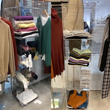 服装店鞋子包包饰品亚克力透明展示柜台橱窗收纳陈列货架多层塑料