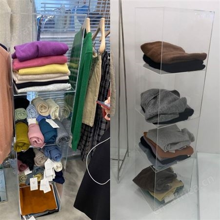 服装店鞋子包包饰品亚克力透明展示柜台橱窗收纳陈列货架多层塑料