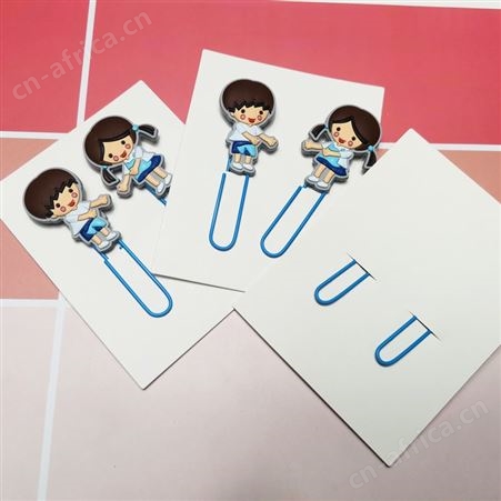 工厂定制PVC软胶书签儿童学习用品动漫卡通立体回形针书签