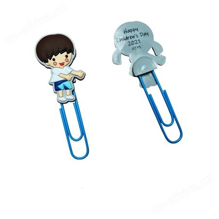 工厂定制PVC软胶书签儿童学习用品动漫卡通立体回形针书签