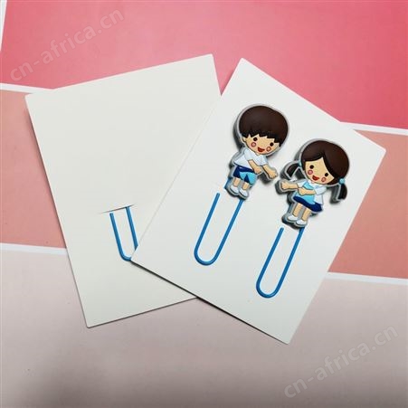工厂定制PVC软胶书签儿童学习用品动漫卡通立体回形针书签