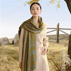 万事利山海情 秋冬季新款纯羊绒围巾 真丝与羊绒材质交织 保暖 典雅