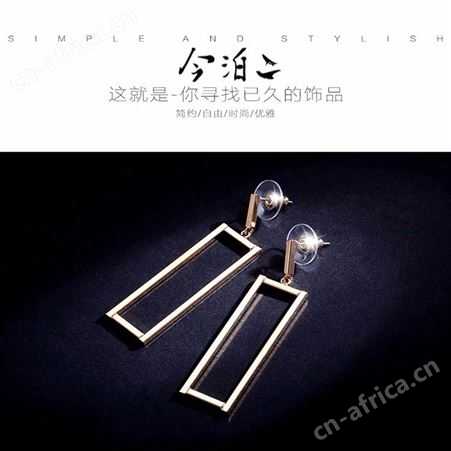 韩版简约几何正方形气质长条百搭耳钉长款耳环女对称个性饰品礼物